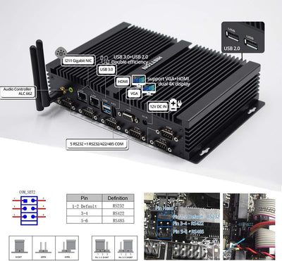 HISTTON Mini PC Mini Desktop PC Core i5-4200U, 8GB RAM 128GB SSD, Dual LAN, BT4.0, Industrieller Min