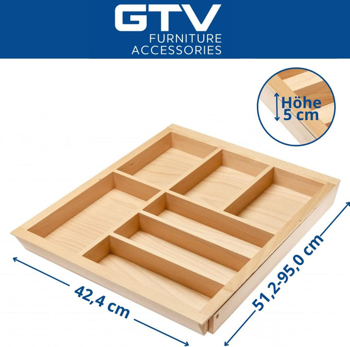 GTV - Schubladeneinsatz CUSTOMI für Küchenschubladen | Nützlicher Besteckeinsatz fur Küchen - Bestec