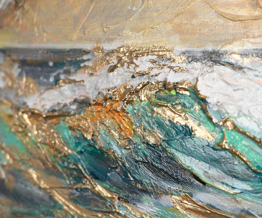 YS-Art Kunst bild mit weissem Rahmen Gemälde strand Acryl auf Leinwand handgemalt Wandbild Wohnzimme