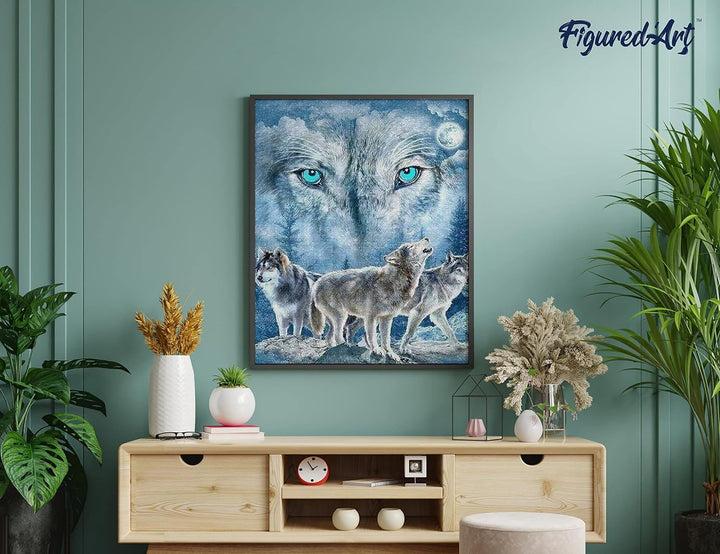 Figured'Art Diamond Painting Erwachsene 40x50cm Ganze Leinwand gerollt Rudel Wölfe 5D Bilder Eckige