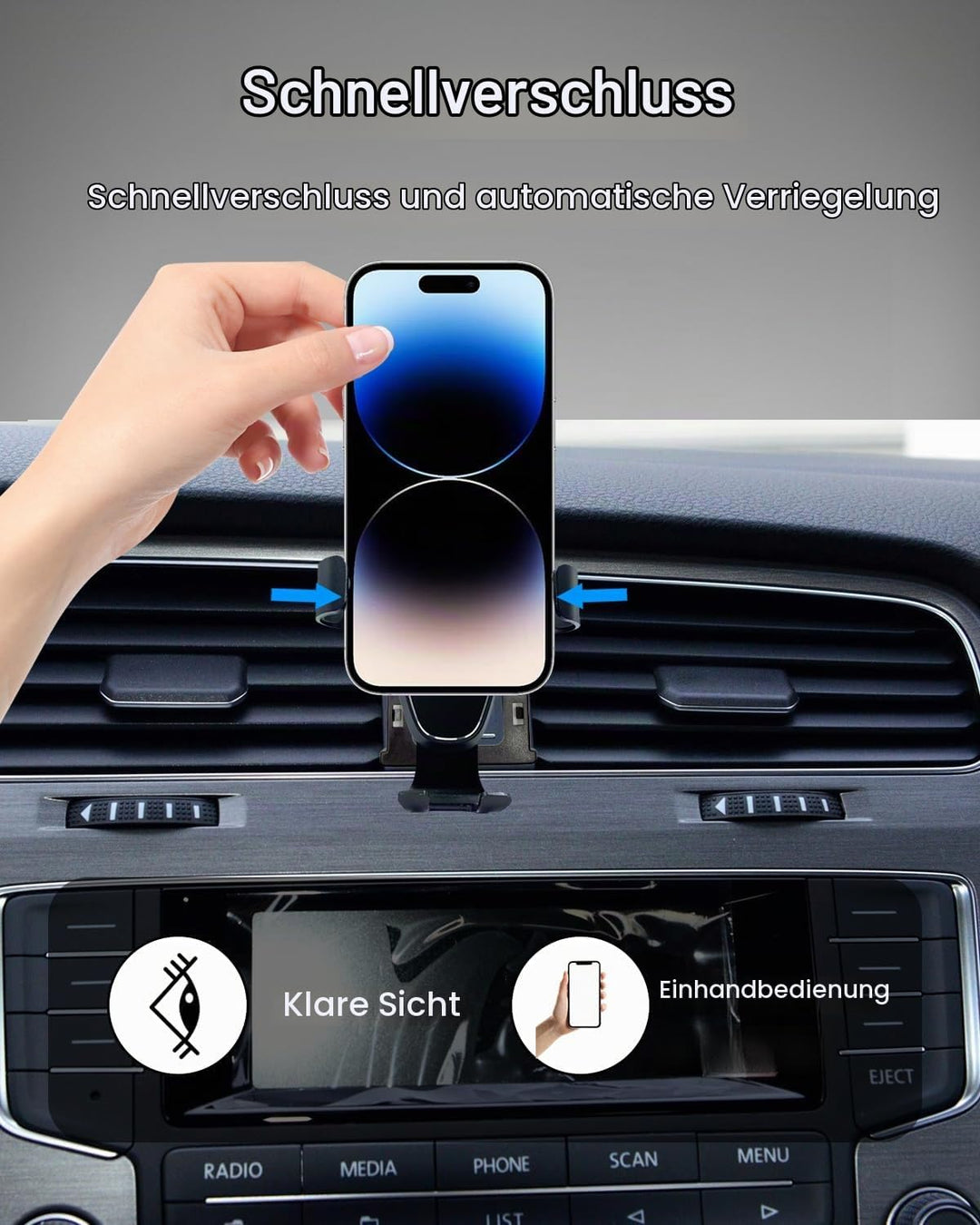 Handyhalterung für VW Golf 7 MK7 2014-2019, Kfz-Handyladestationen Handy Halter Gravity Auto Lock St