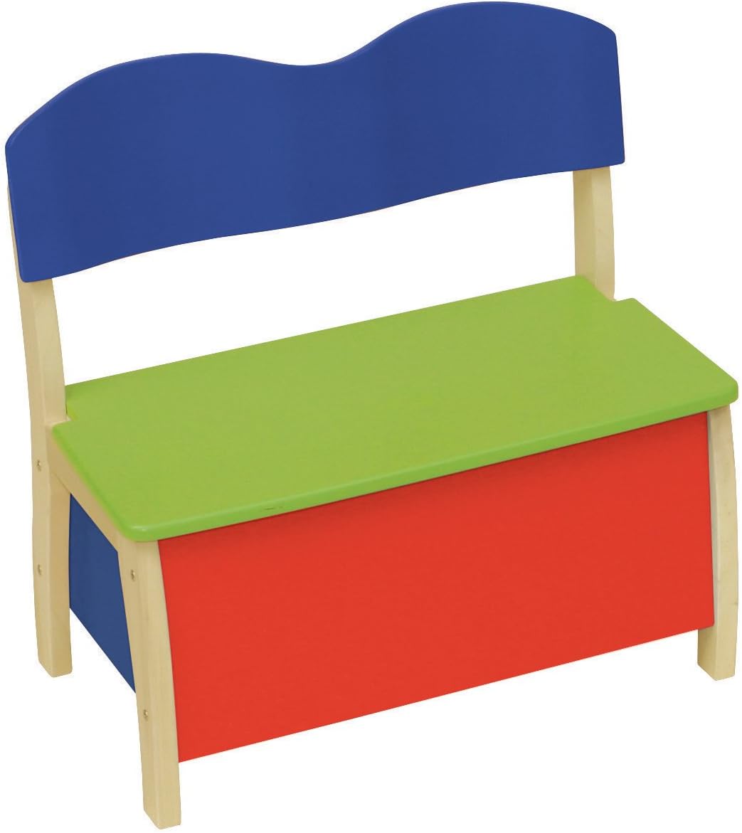 roba Kindertruhenbank, aus Massivholz und MDF gefertigt, Rücken und Sitzfläche mehrfarbig lackiert,