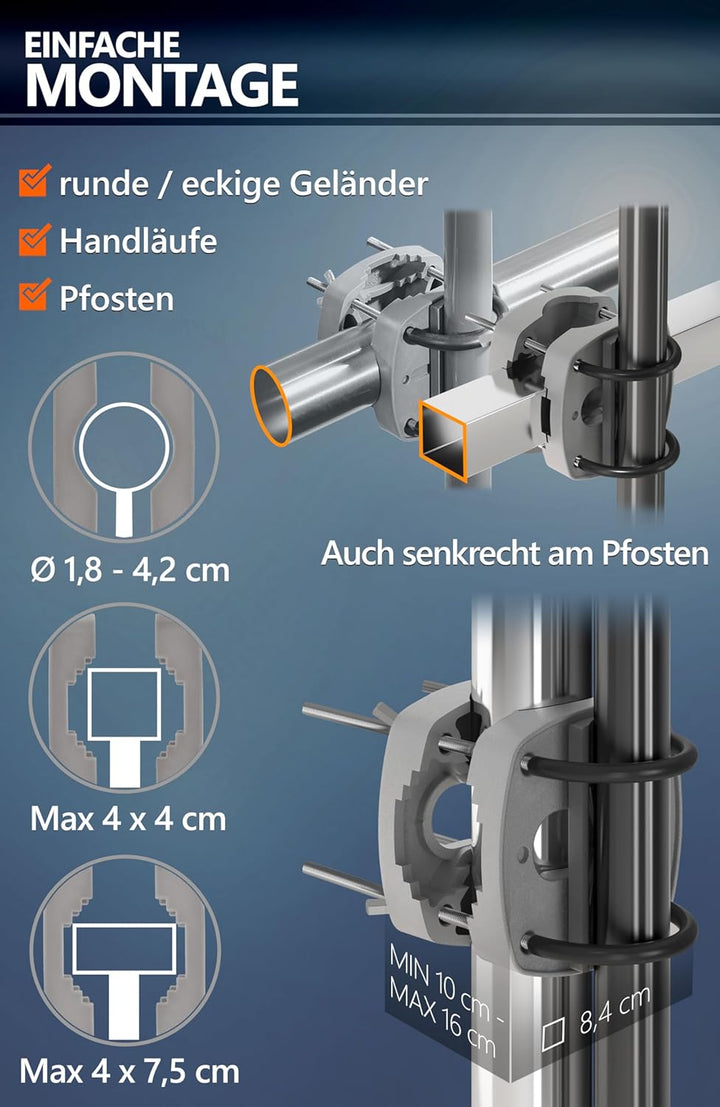 4smile Sonnenschirm Balkon SunnyJoy, 3-in-1 SET, Anthrazit - UPF 50+ Sonnenschirm Ø 180 cm + Sonnens