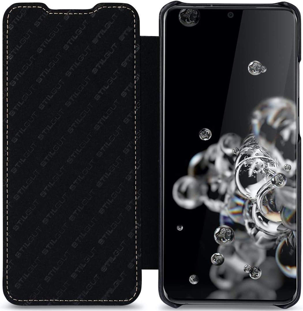 STILGUT Book Case kompatibel mit Samsung Galaxy S20 Ultra Hülle aus Leder zum Klappen, Klapphülle, H