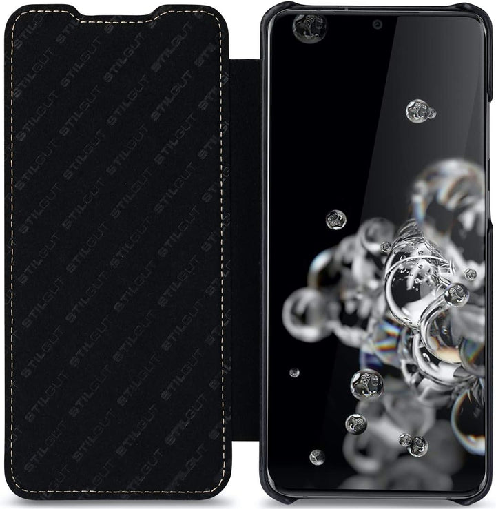 STILGUT Book Case kompatibel mit Samsung Galaxy S20 Ultra Hülle aus Leder zum Klappen, Klapphülle, H