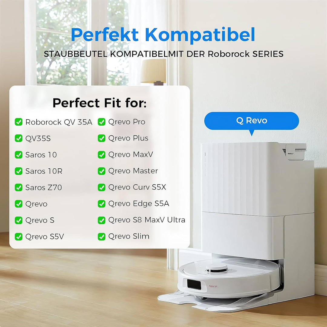 14 Stück Staubbeutel für Roborock S8 MaxV Ultra/Qrevo/Qrevo Pro/Saros 10R/Saros 10/QV35A/Qrevo S/Qre