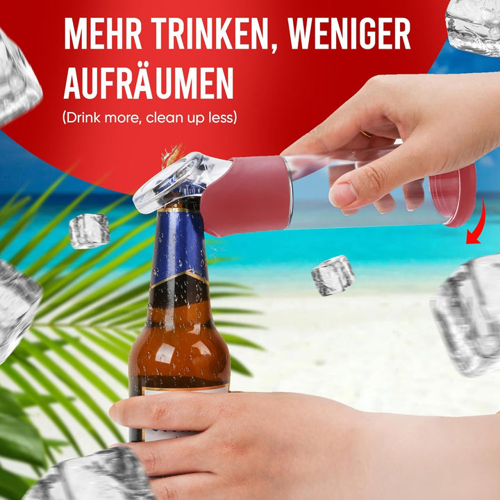 wortek Flaschenöffner mit Auffangbehälter - Bieröffner Bierflaschenöffner Kronkorken Sammler Bar Zub