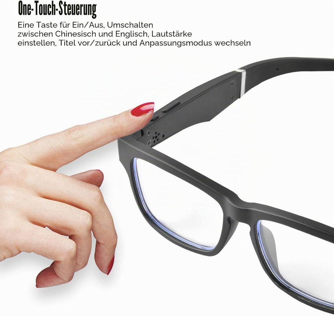 Smart-Brille, Open-Ear-Kopfhörer Bluetooth, Stereo-Sound-Musik und Freisprechen, Stereo-Open-Audio-M