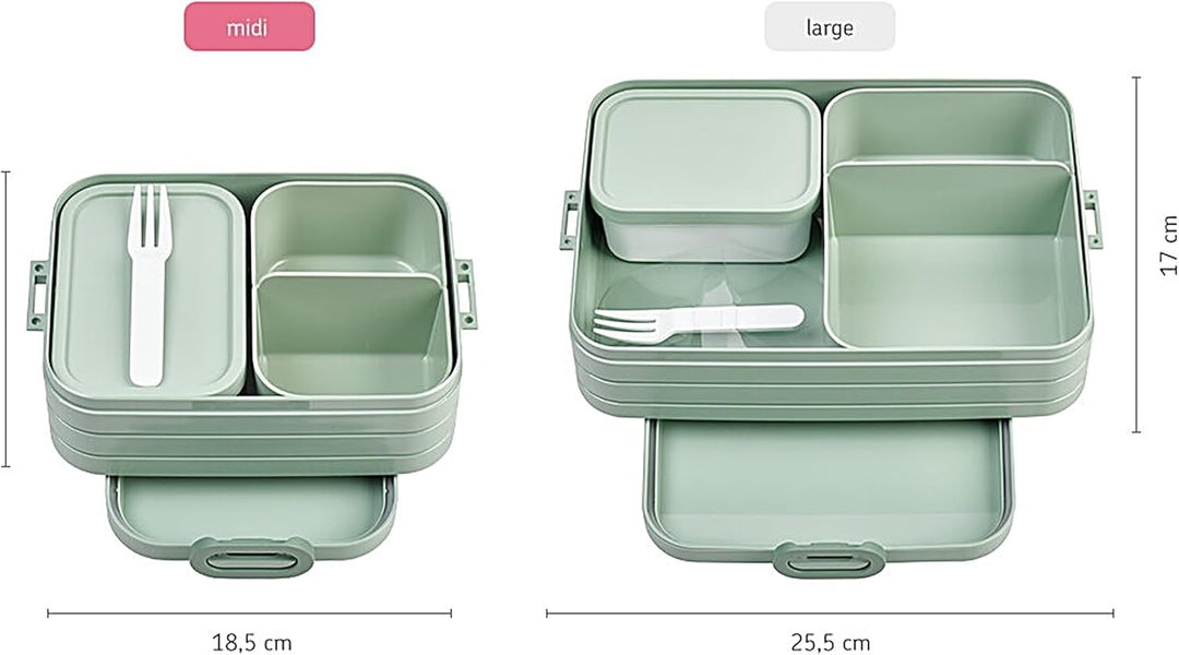 Mepal Bento Brotdose Midi Take A Break - mit Bento Box - Für 2 Sandwiches oder 4 Brotscheiben - Lunc