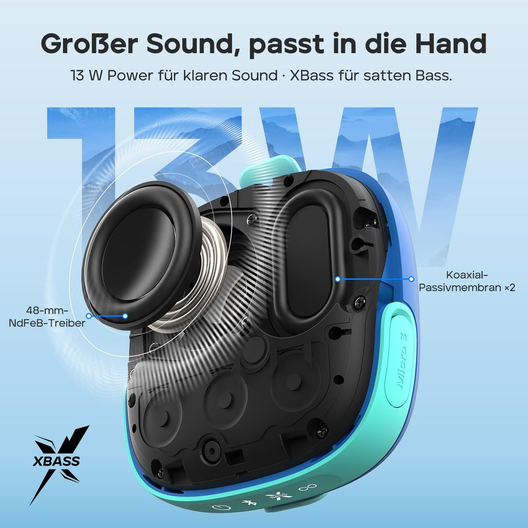 Tribit Bluetooth Portable Lautsprecher StormBox Micro 3, blue