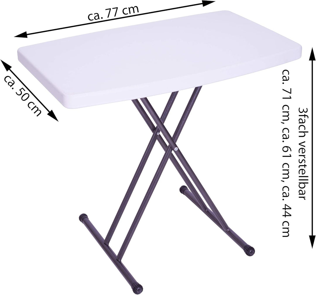 Nexos Partytisch 50x70 cm weiss Klapptisch Balkontisch höhenverstellbar Beistelltisch Campingtisch k