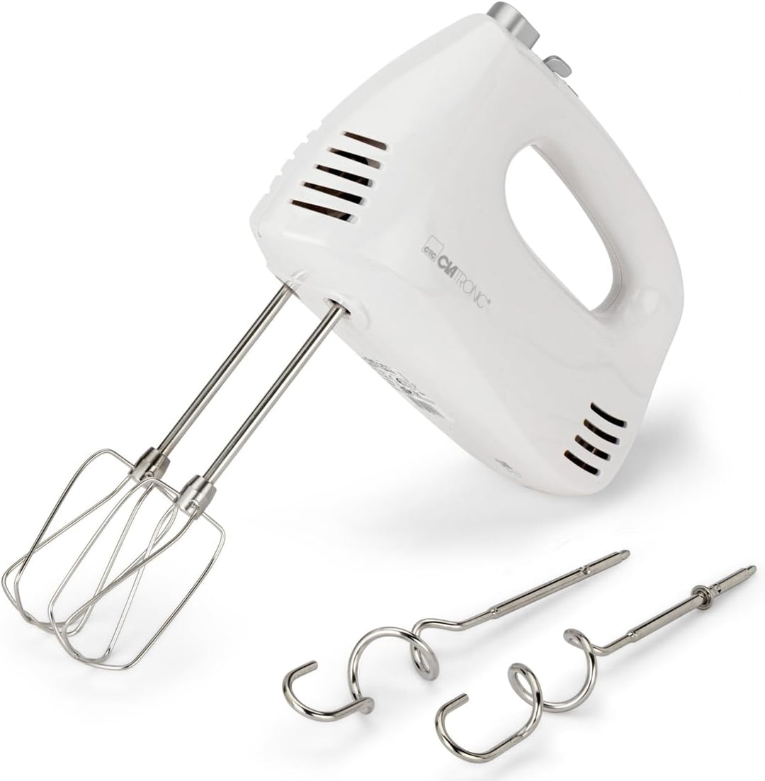 Clatronic Handmixer HM 3524, Set mit Mixstab, Edelstahlquirle & extra lange Knethaken, 5 Geschwindig