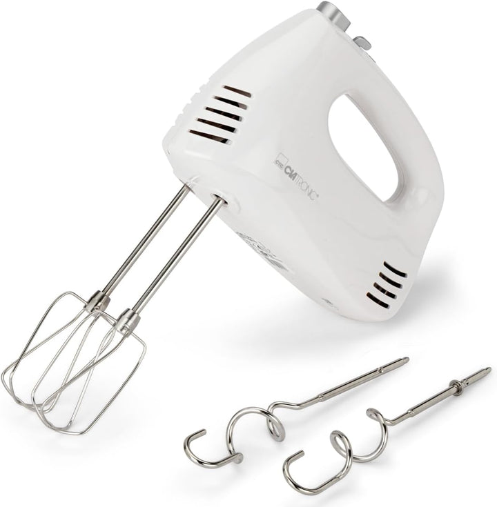 Clatronic Handmixer HM 3524, Set mit Mixstab, Edelstahlquirle & extra lange Knethaken, 5 Geschwindig
