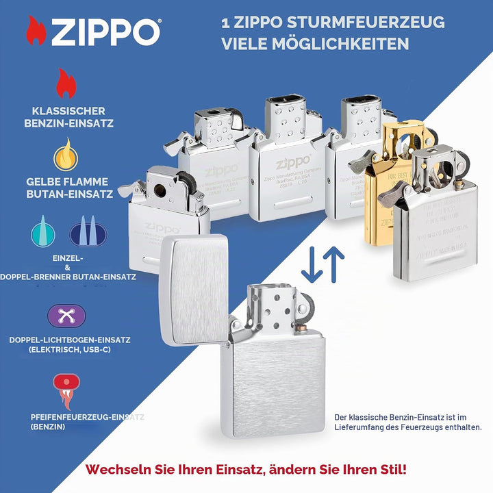 ZIPPO - White Matte - nachfüllbares Sturmfeuerzeug in hochwertiger Geschenkbox (weiss, Flammenmotiv