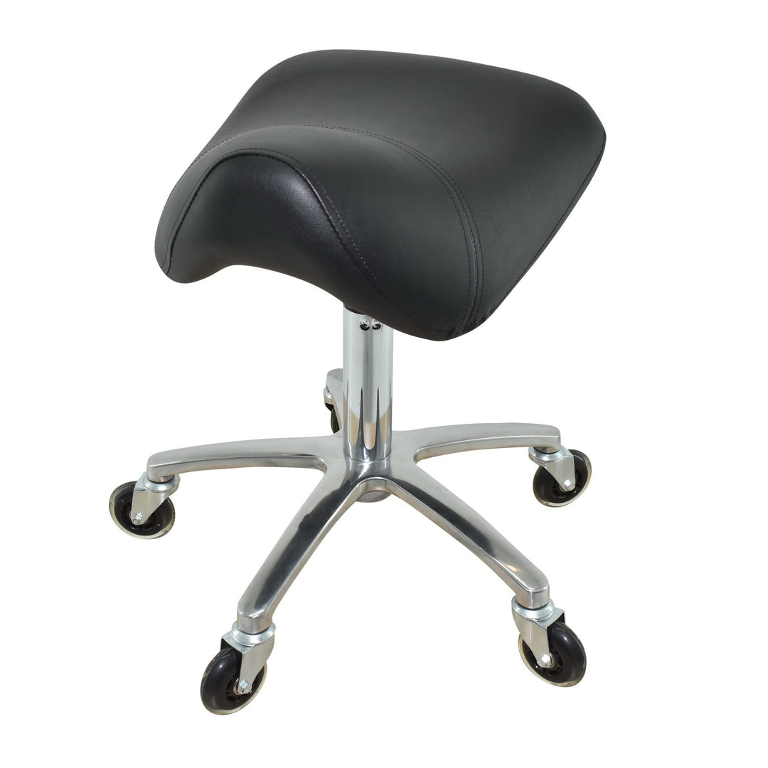 Premium Sattelhocker, Sattelstuhl für Rückenentlastung, Rollhocker höhenverstellbar von 50-65 cm Dre