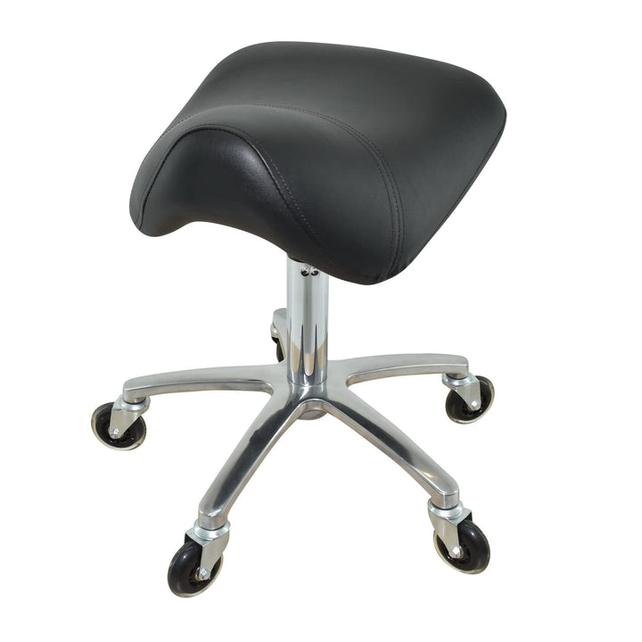 Premium Sattelhocker, Sattelstuhl für Rückenentlastung, Rollhocker höhenverstellbar von 50-65 cm Dre
