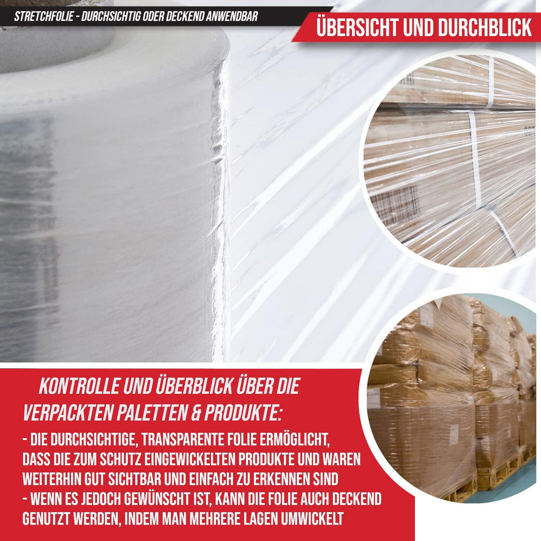 KALTAK Wickelfolie Stretchfolie Handstretchfolie transparent bis 450m [gestretcht] Rolle 300m ungede