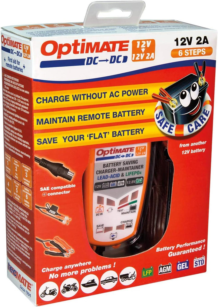 TecMate OptiMATE DC to DC Ladegerät TM500, 12V-Ladegerät für 12V-Batterien/Gleichstromversorgung Sin