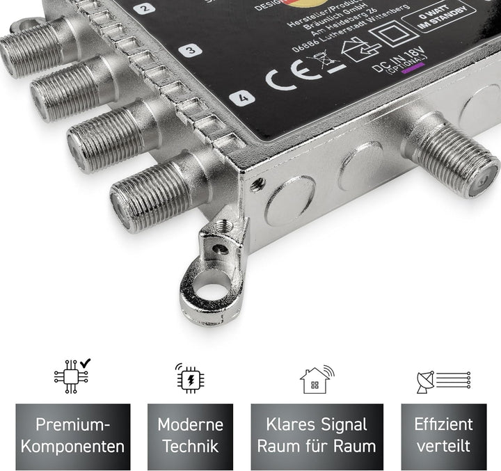 GALLUNOPTIMAL ECO Multischalter-SAT 5/8 für 8 Teilnehmer / Quattro & Quad-LNB fähig / Digital, HDTV,