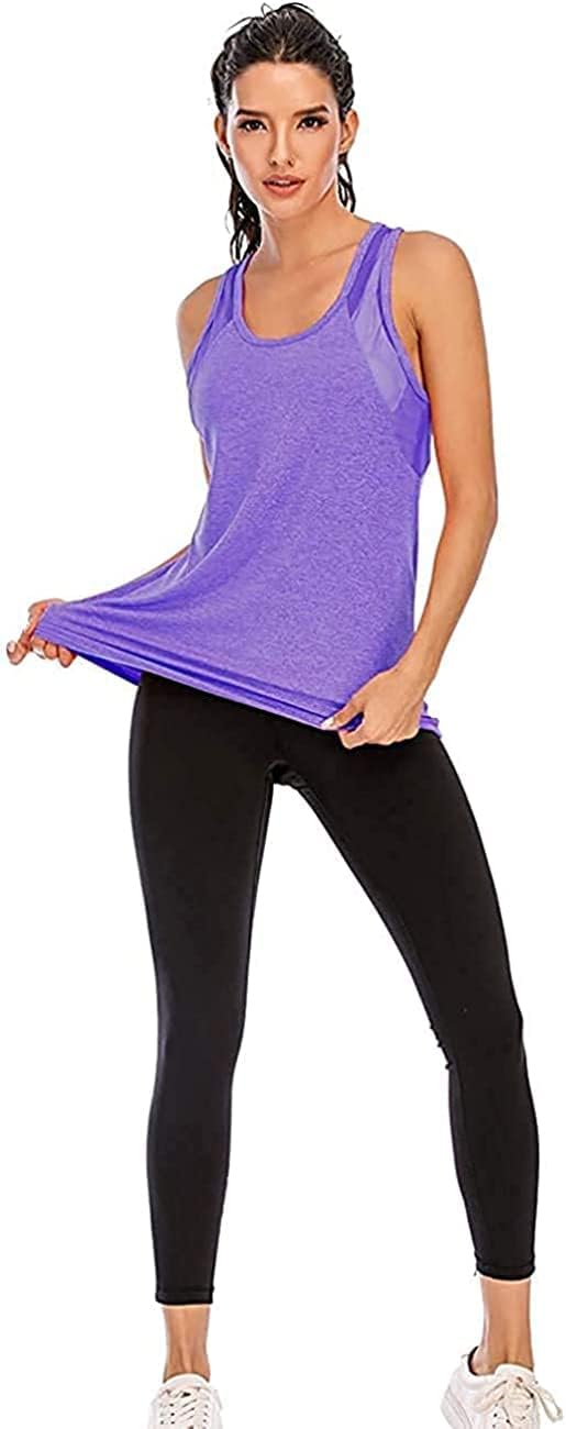 Nekosi Damen Yoga Tanktops Ärmelloses Sportshirt Kleidung Mesh Zurück Fitness Laufen Shirt Sport Obe