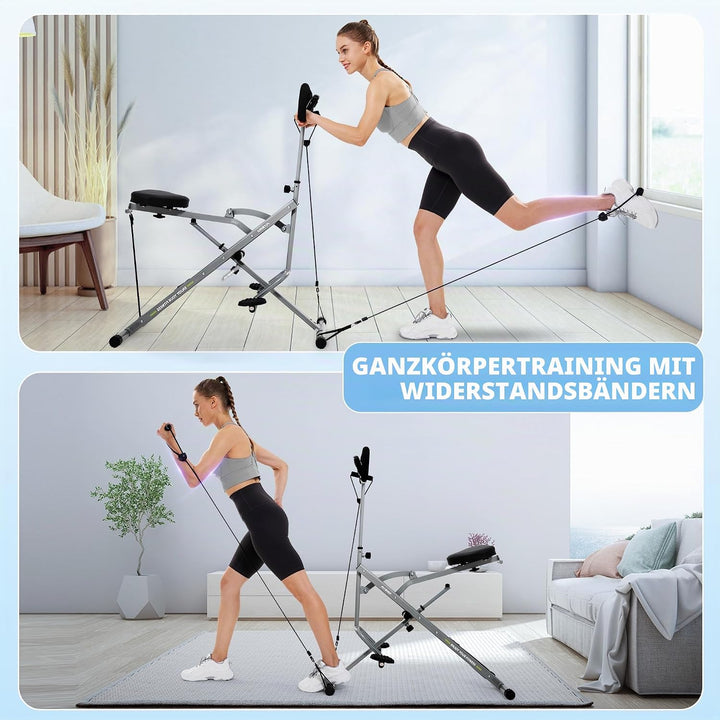 FLYBIRD Kniebeugenmaschine, Ruderfahrrad für Gesäss, Kern,Beine & Ausdauertraining,4 verstellbare Wi