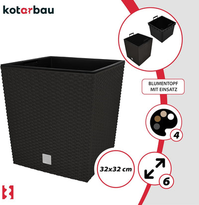 KOTARBAU® Blumentopf 320 mm Umbra Übertopf mit Innentopf für Pflanzenzucht 320x320x325 mm Umbra, 320