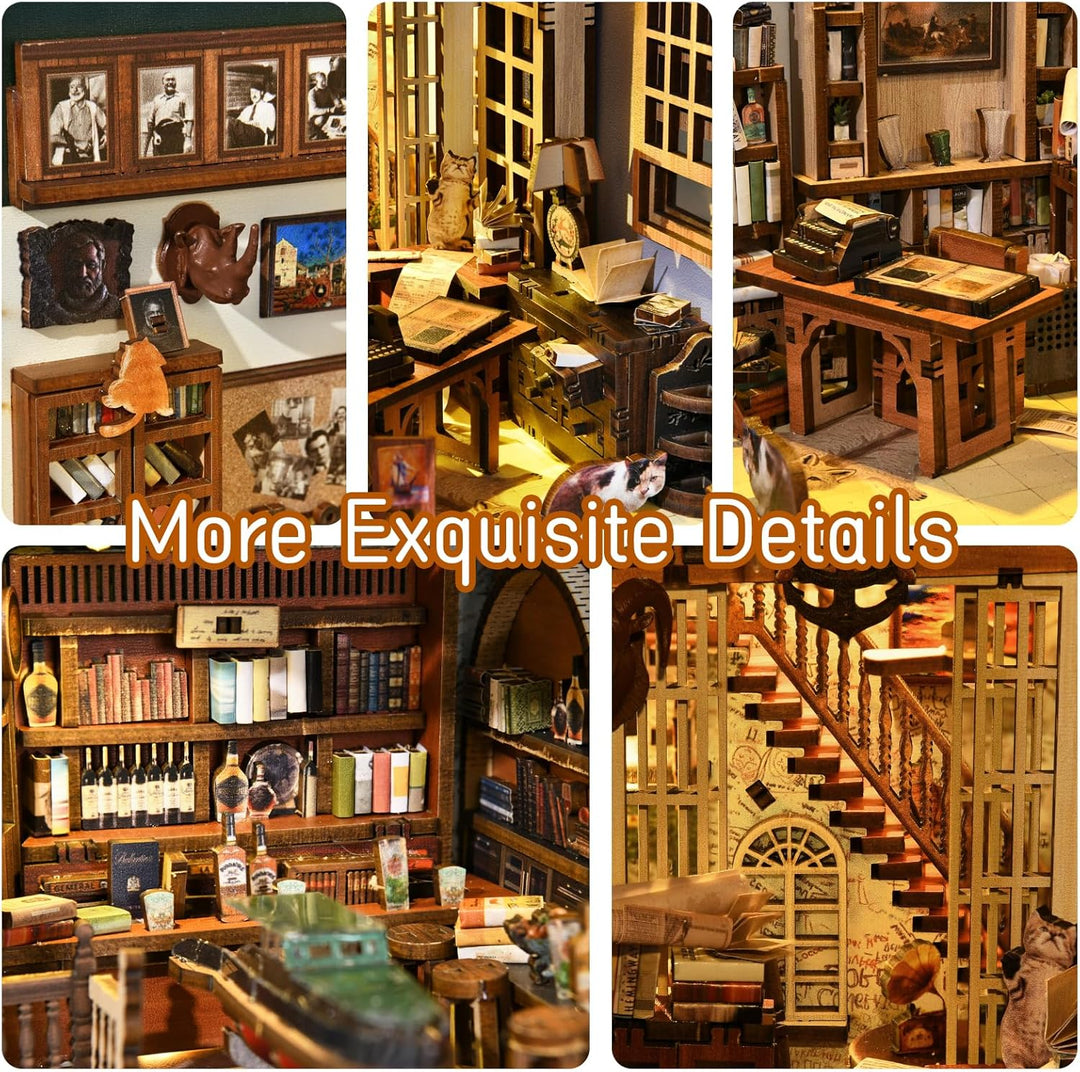 Book Nook Kit, DIY Miniatur Puppenhaus Booknook Kit, 3D Holz Puzzle Buchstütze Bücherregal einfügen