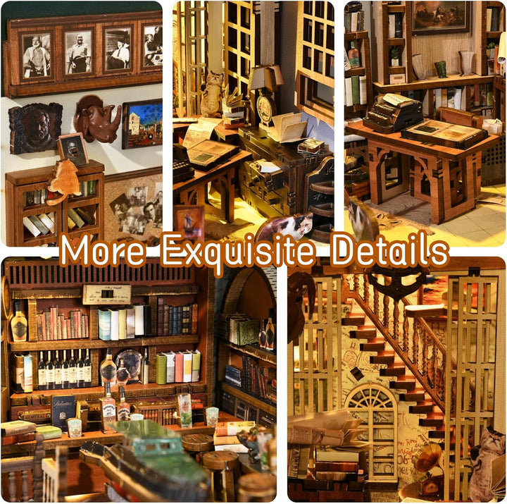 Book Nook Kit, DIY Miniatur Puppenhaus Booknook Kit, 3D Holz Puzzle Buchstütze Bücherregal einfügen
