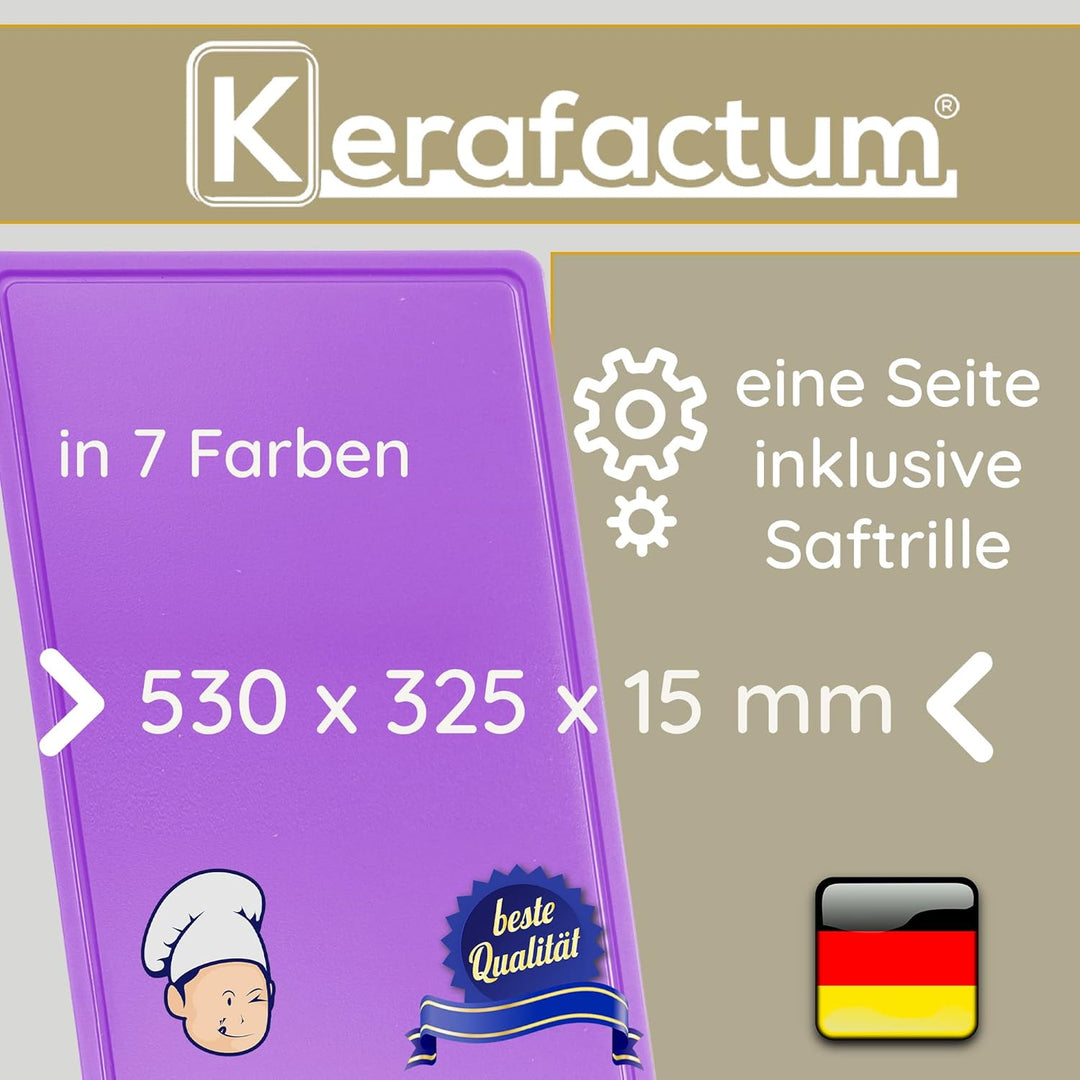 Kerafactum Schneidbrett Hackbrett Küchenbrett extra dick rutschhemmendes beidseitiges Schneidebrett