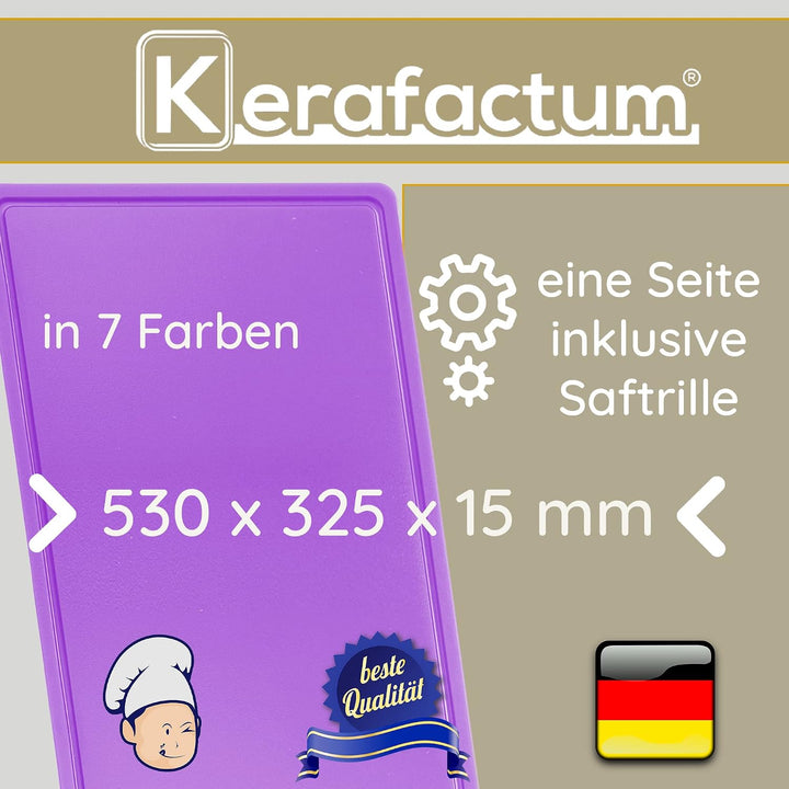 Kerafactum Schneidbrett Hackbrett Küchenbrett extra dick rutschhemmendes beidseitiges Schneidebrett