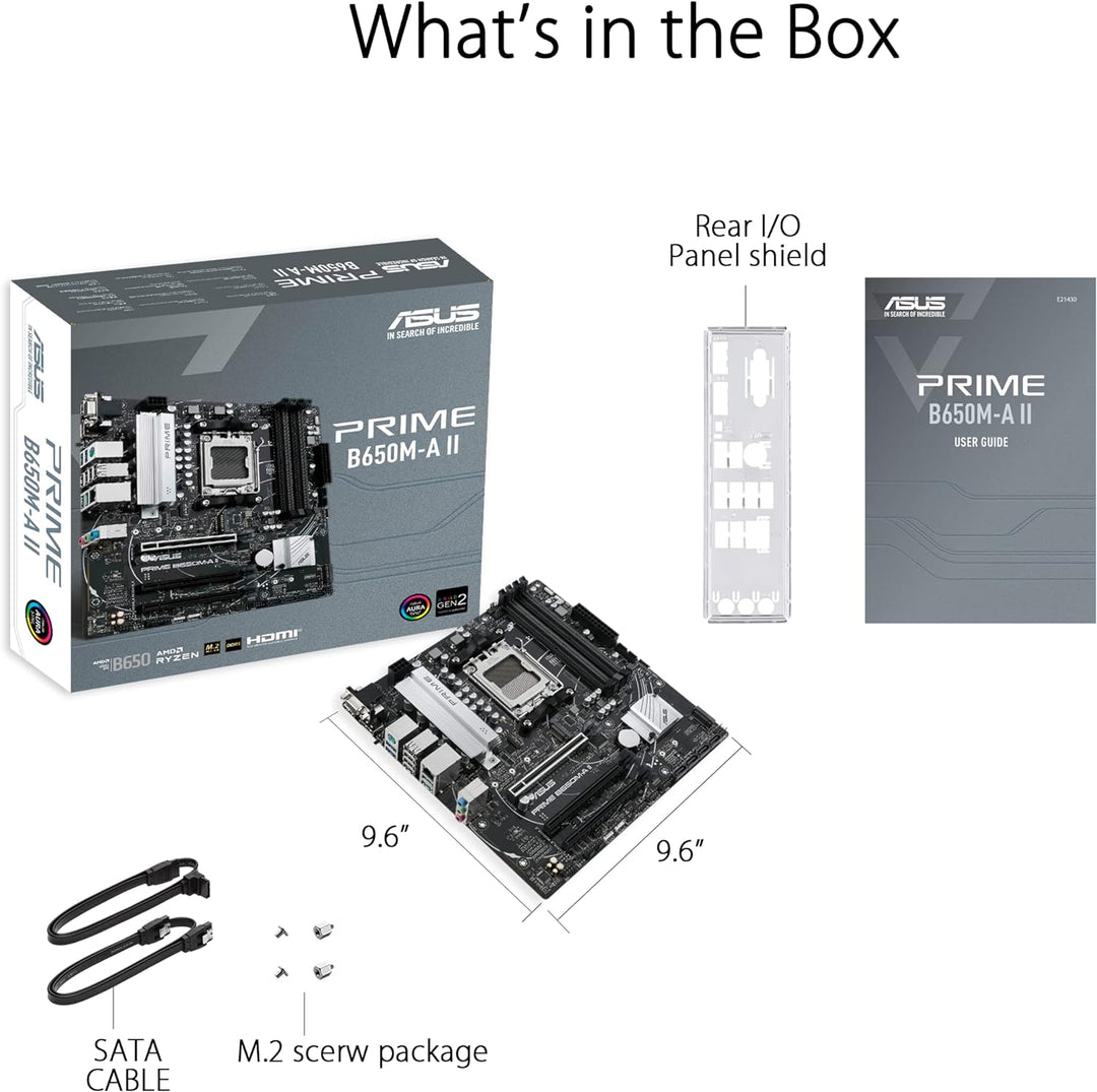ASUS PRIME B650M-A II Gaming Mainboard Sockel AMD AM5 (Ryzen, mATX, DDR5 Speicher, PCIe 5.0, 2.5GB E