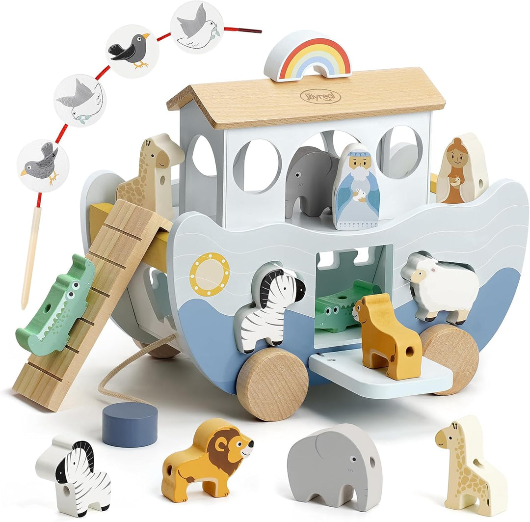 Joyreal Arche Noah Holz - Taufgeschenke für Mädchen Jungen Kinder, Geschenk Taufe, Montessori Spielz