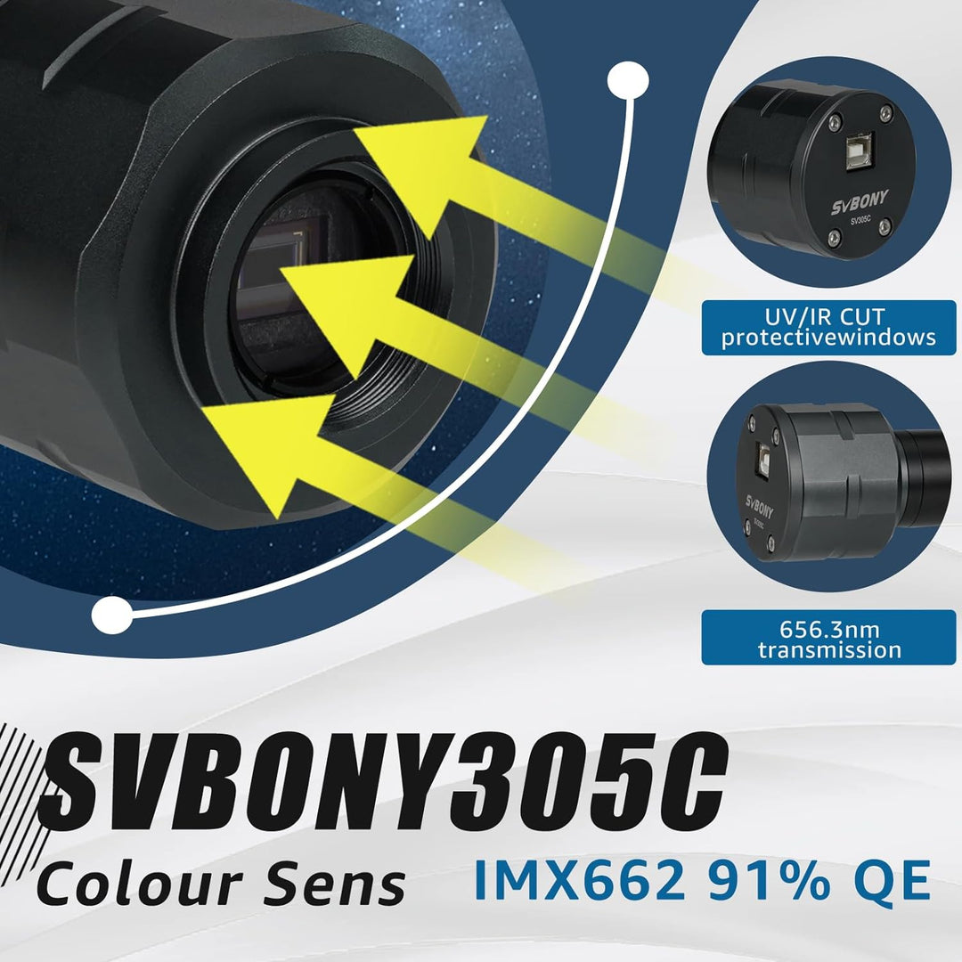 Svbony SV305C Teleskopkamera, 1,25 Zoll Farb IMX662 CMOS USB2.0 Planetenbildkamera, Astronomiekamera