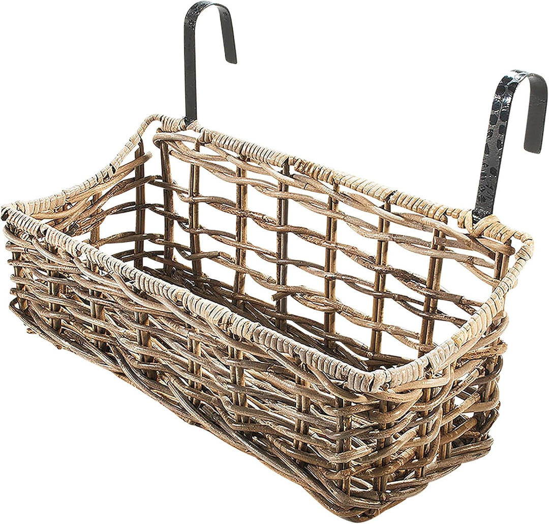 Kobolo Balkonkasten stabil und robust - Rattan - licht geflochten - 50x18x20 cm
