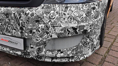 500x150cm Stickerbomb Auto Folie in schwarz/weiss Matt - Sticker Logo Bomb - JDM Aufkleber - Design: