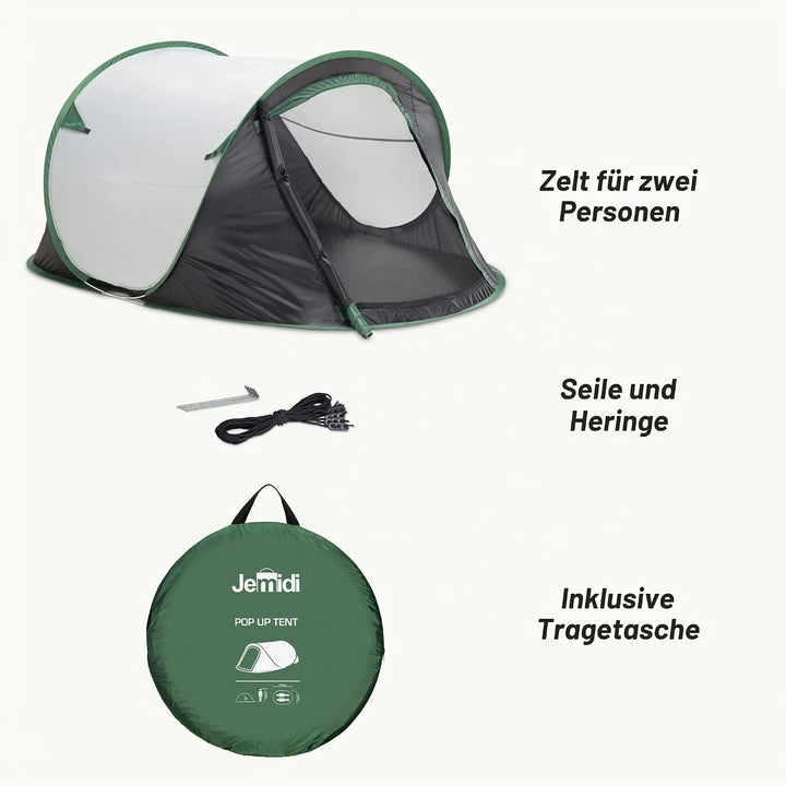 JEMIDI Pop Up Wurfzelt 2 Personen - Zelt 220x120x95cm - 2 Mann Campingzelt Trekkingzelt Strandzelt -