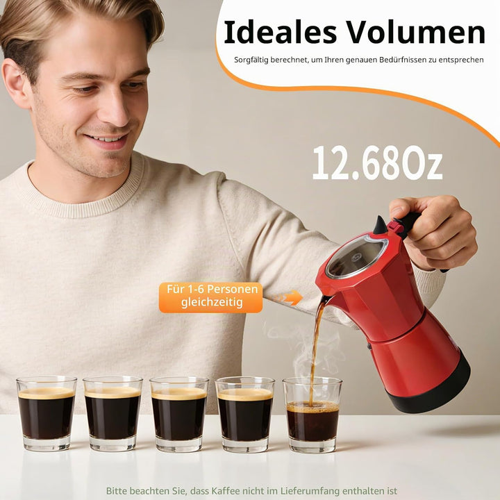 Elektrische Espressokocher 480W 300ml Kaffeekanne Espressokanne 6 Tassen Italienische Mokkakanne mit