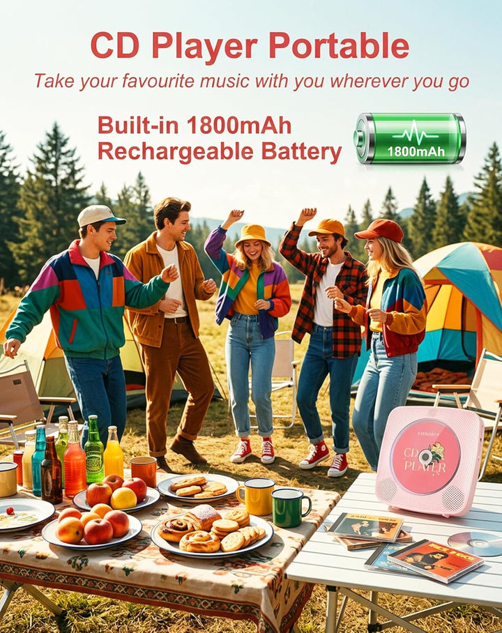 CD Player Tragbar Bluetooth Radio mit CD-Player mit Lautsprecher Unterstützung USB & AUX-Wiedergabe