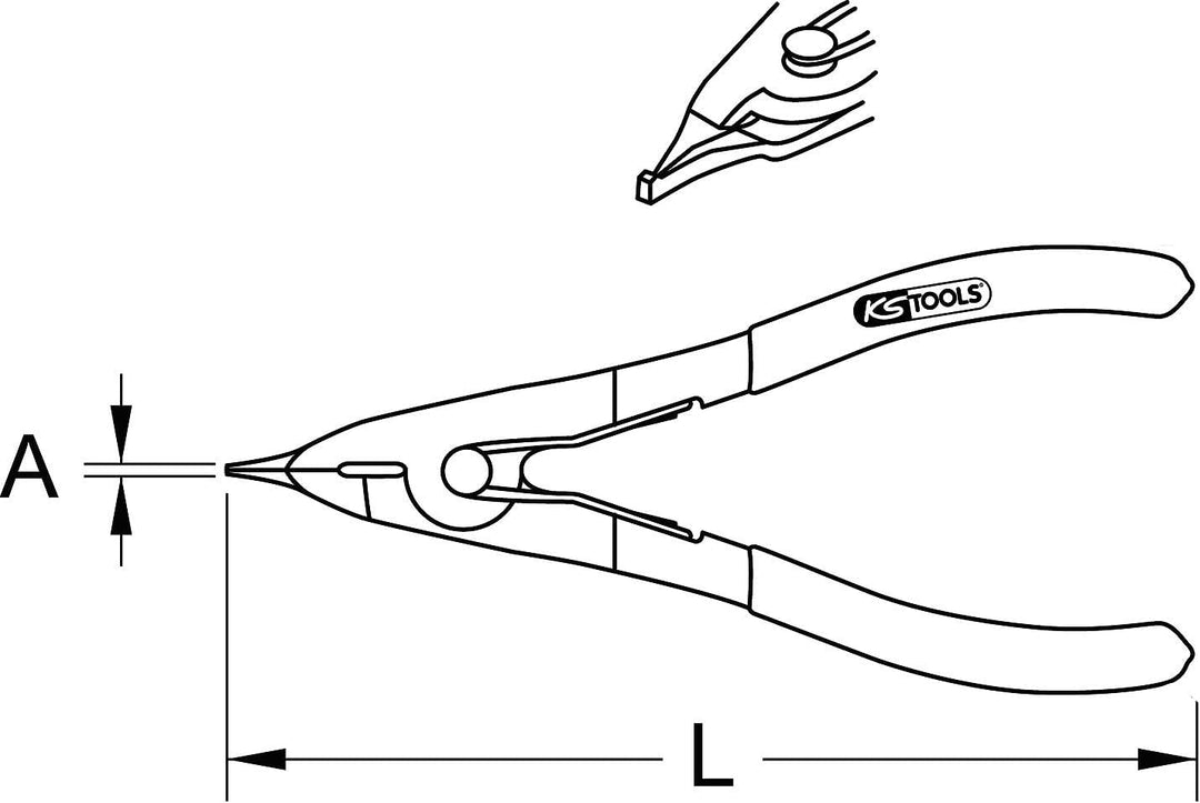 KS Tools 115.1048 Sprengring-Zange, geriffelt, 210mm