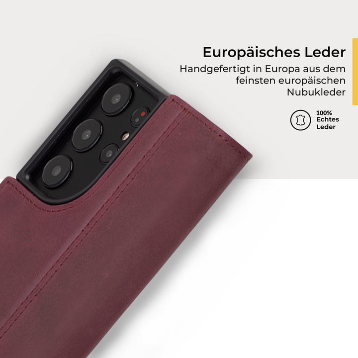 Snakehive Galaxy S23 Ultra Hülle Leder | Stylische Handyhülle mit Kartenhalter & Standfuss | Handyhü