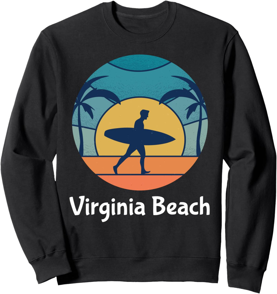 Virginia Beach Surfer Vintage Sunset Retro Surf Sun Sweatshirt
