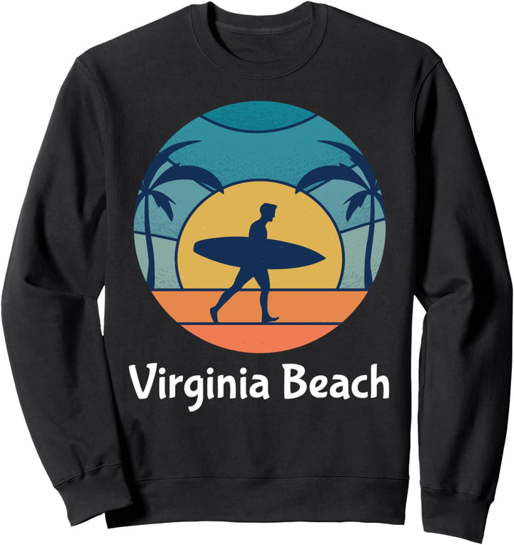 Virginia Beach Surfer Vintage Sunset Retro Surf Sun Sweatshirt