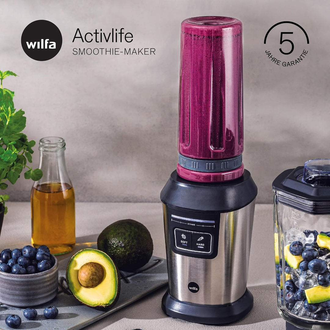 Wilfa Standmixer ACTIVLIFE I Smoothiemaker I BPA-frei I 6-Klingen-Edelstahlmesser I 0,8l Mixbehälter