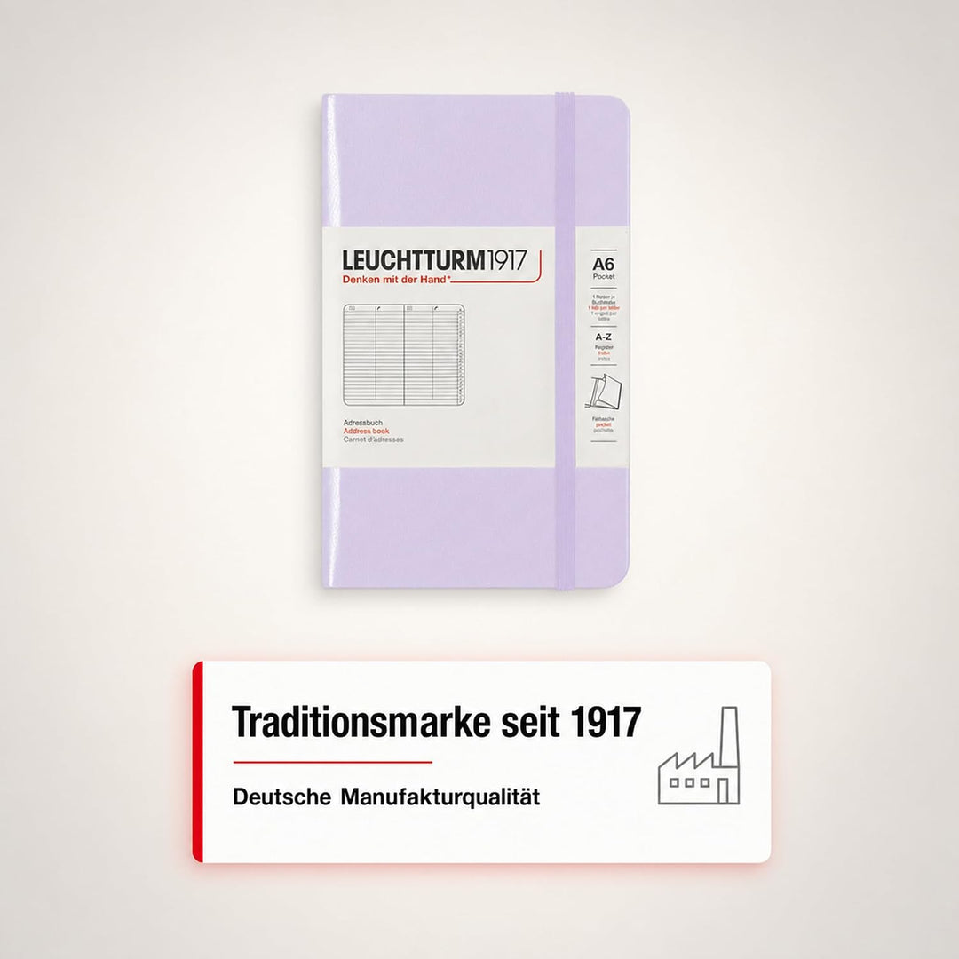 LEUCHTTURM1917 370361 Adressbuch Pocket (A6), Hardcover, Lilac Lilac Pocket (A6), Lilac Pocket (A6)