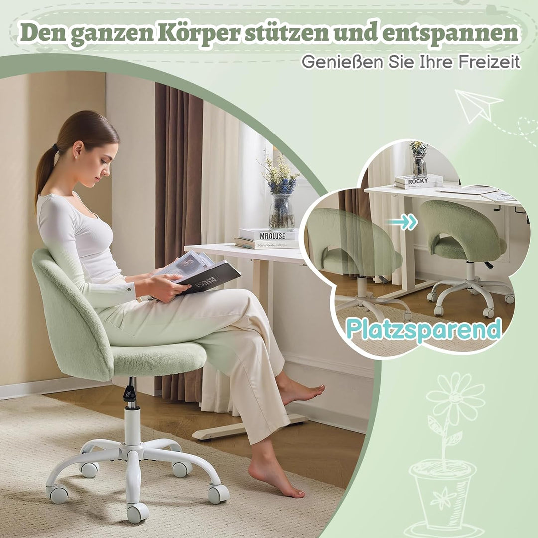 Bonnlo Homeoffice Stuhl, Schreibtischstuhl, Schminktisch Stuhl, Bürostuhl ohne Armlehnen, Drehstuhl