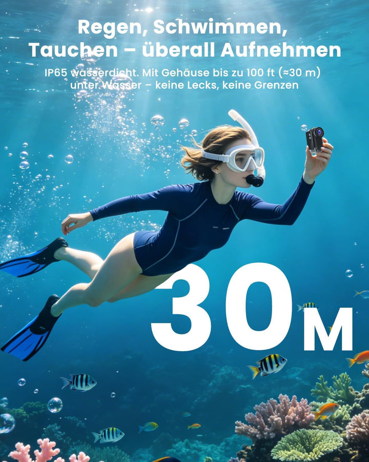 Bodycam, Mini Action Cam 4K mit Display, Wasserdicht WiFi Bodycam Körperkamera Mini mit 64GB Karte,