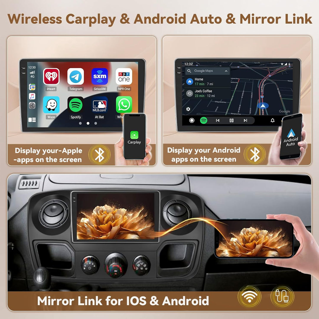 Hikity Android 15 4+64G Autoradio für Renault Master/Opel Movano/Nissan Interstar 2010 mit 10'' Ince