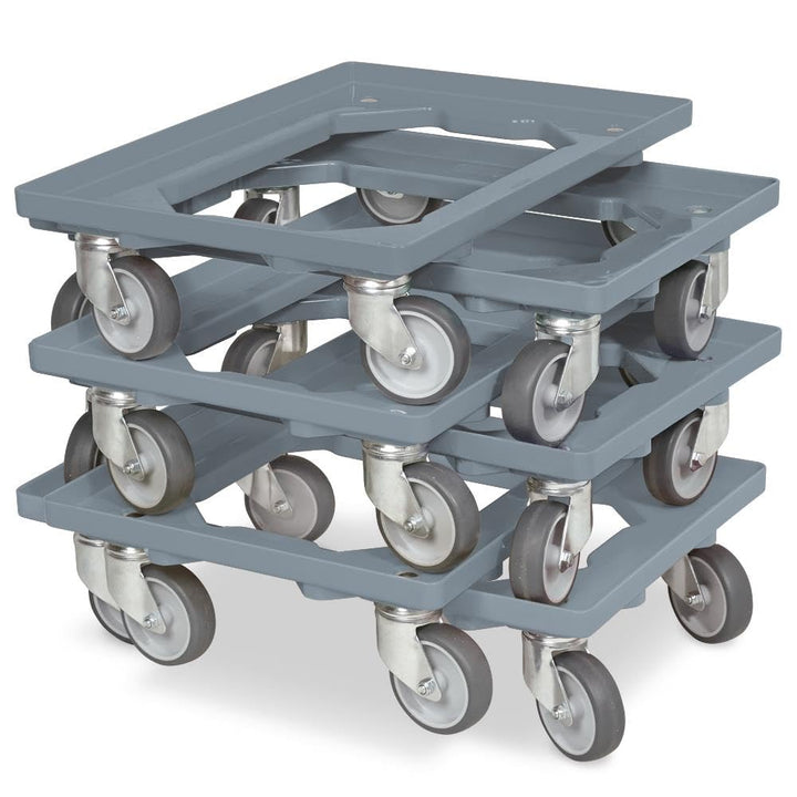 BRB 6X Logistikroller/Transportroller für Kisten 600x400 mm, Tragkraft 250 kg (grau), Grau
