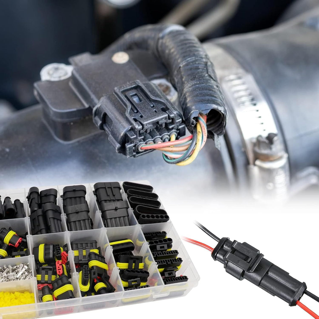 740pcs kfz Stecker,kfz Steckverbinder,kfz Stecker Wasserdicht,Wasserdichte Stecker 12v,mit Crimpzang