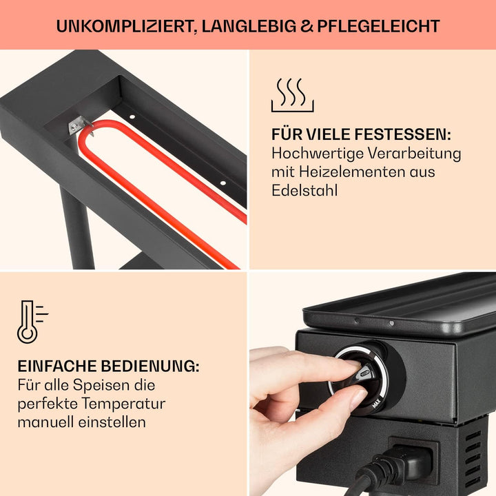 Klarstein Appenzell Peak - Raclette mit Grill, Käseschmelzer, traditionelles Käseschmelzen, Käse-Rac